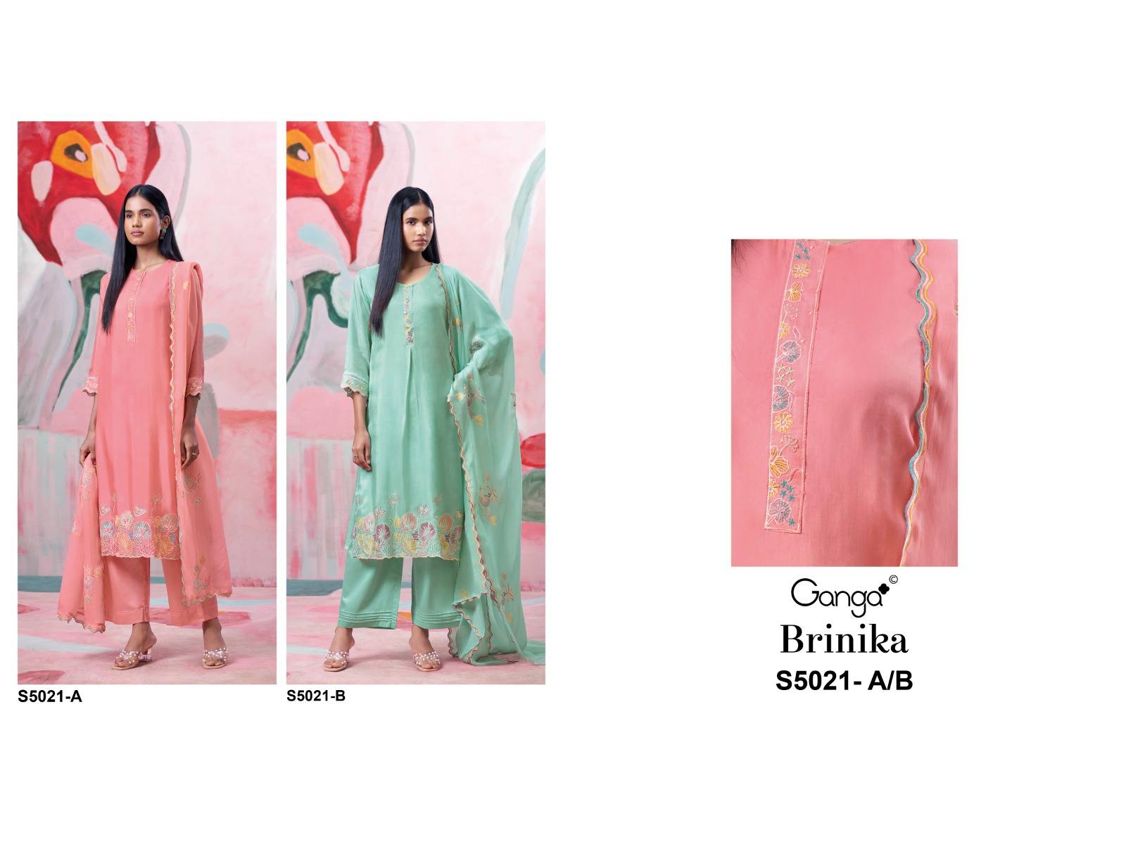 BRINIKA 5021 Series By GANGA FASHION Stylish Beautiful Colourful PURE SILK Dresses At Wholesale Price